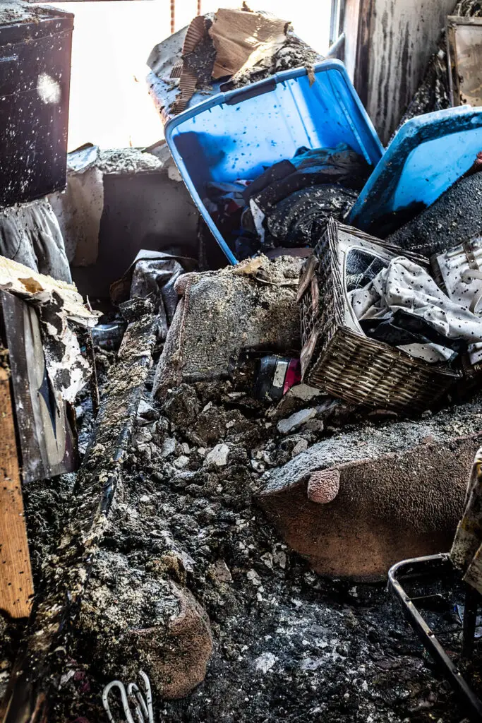 A pile of damaged contents