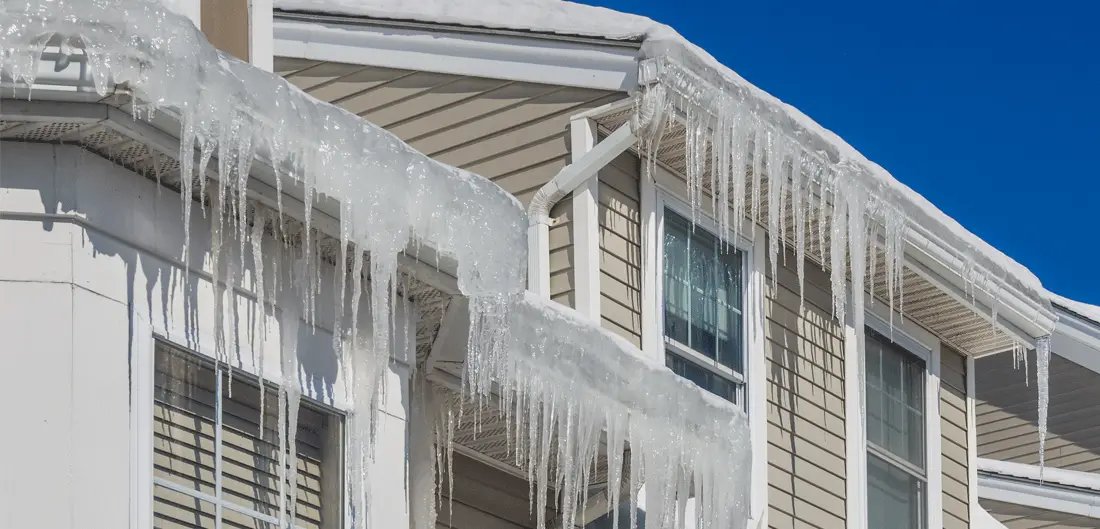 Show house with ice dams