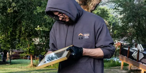 A photo being examined for Photo Restoration