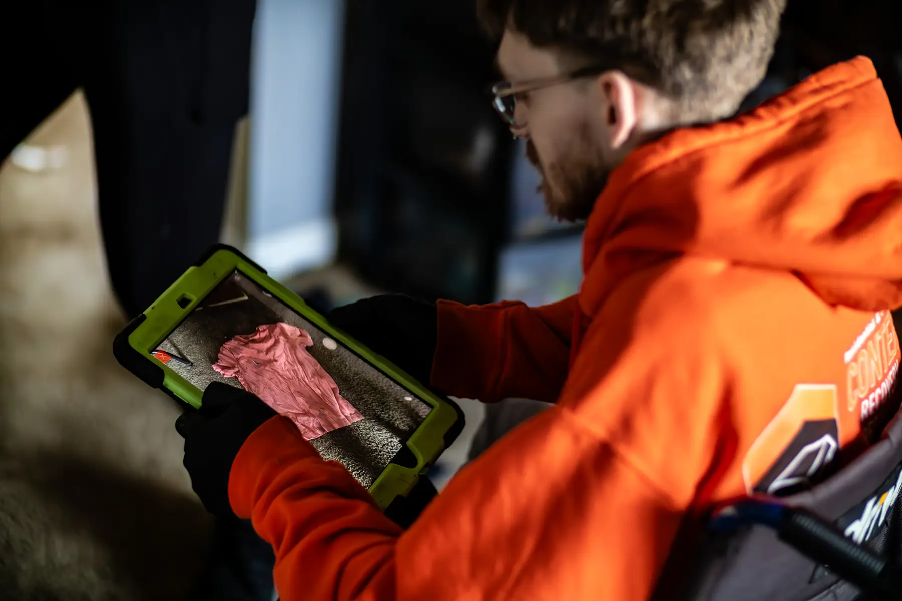 Article of clothing being digitally inventoried