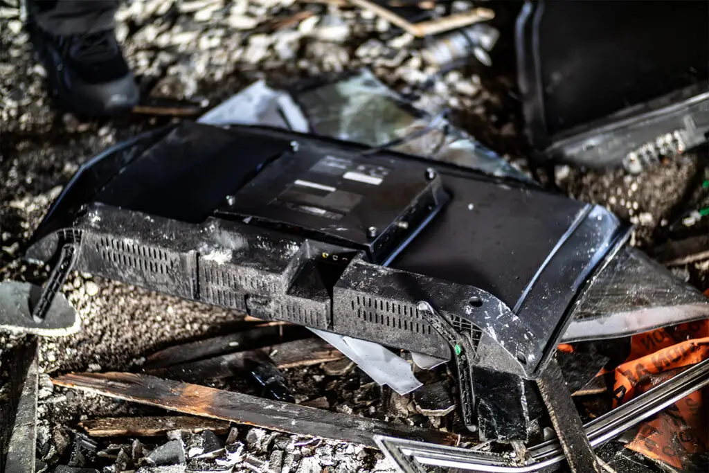 A damaged TV