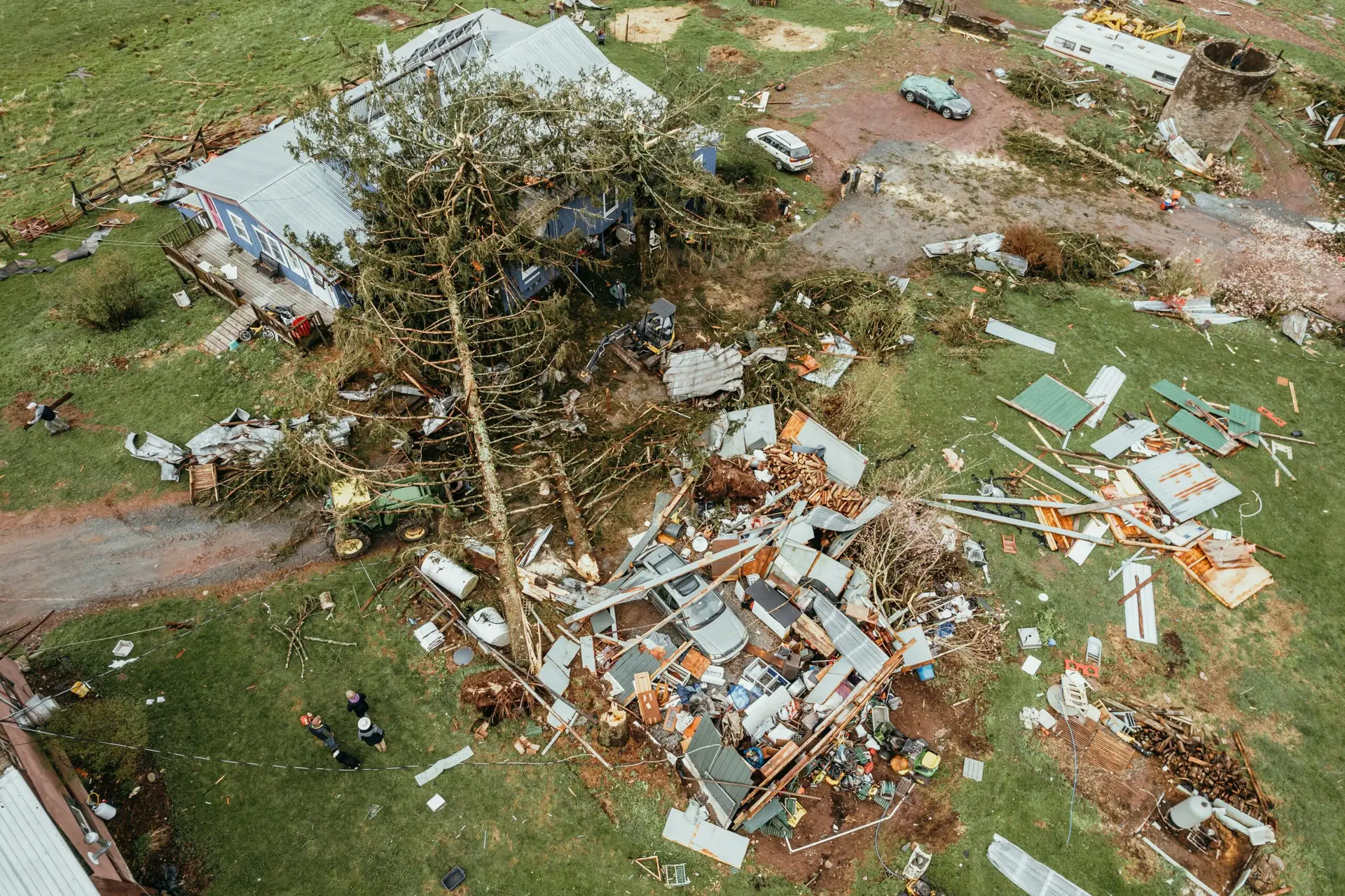 A home destroyed by a fallen tree