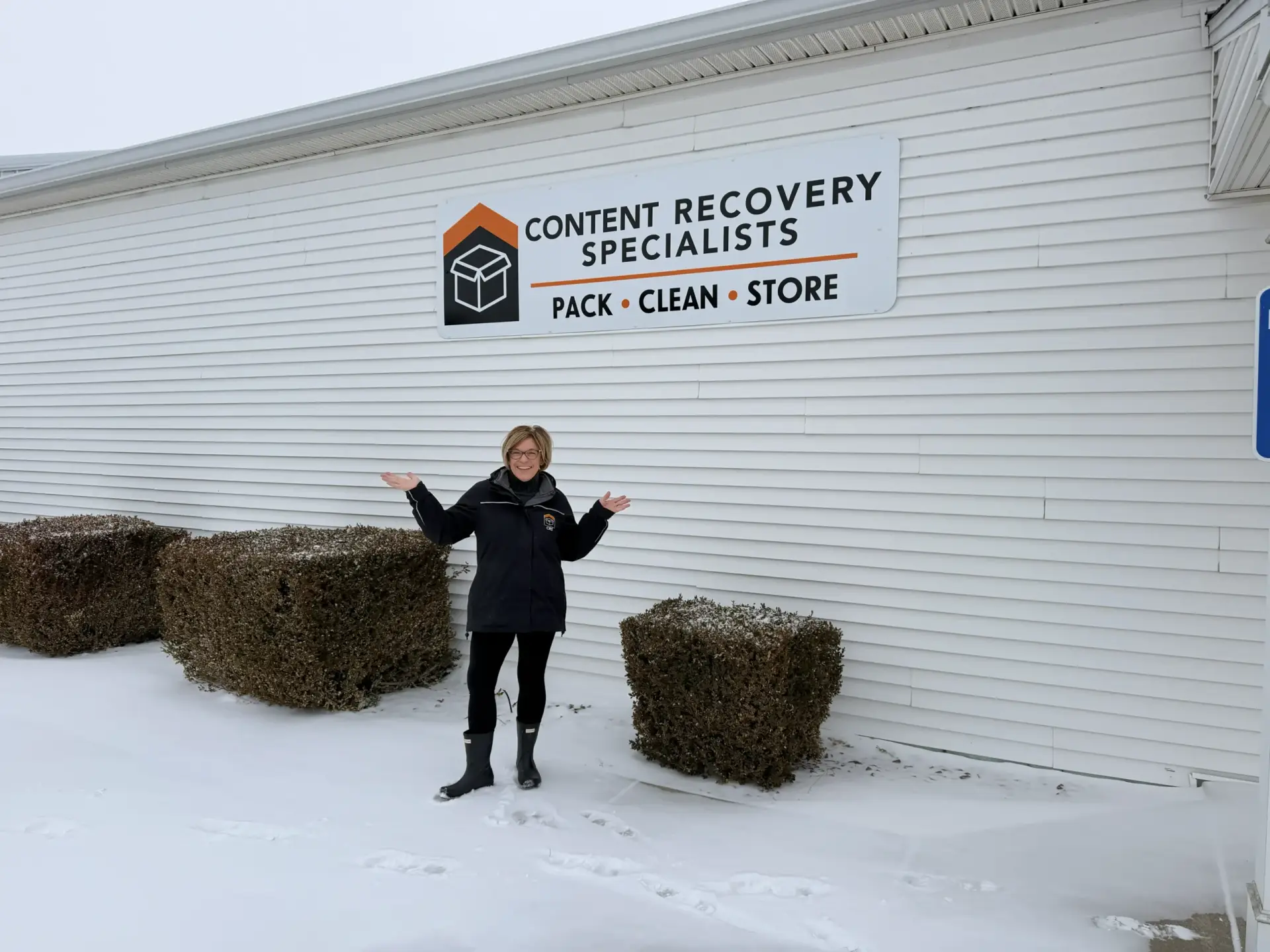 Melissa Hartmeyer outside Content Recovery Specialists of Toledo, OH