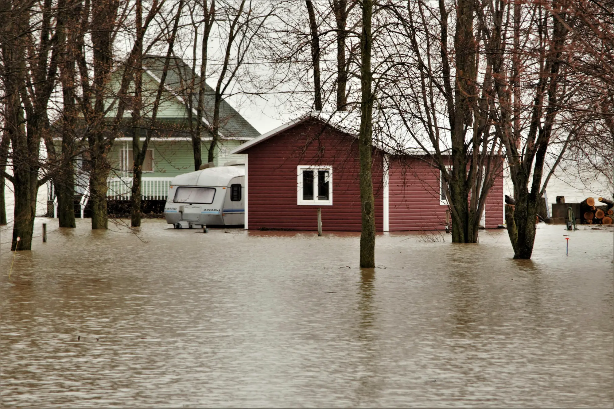 A flooded house with secondary damage