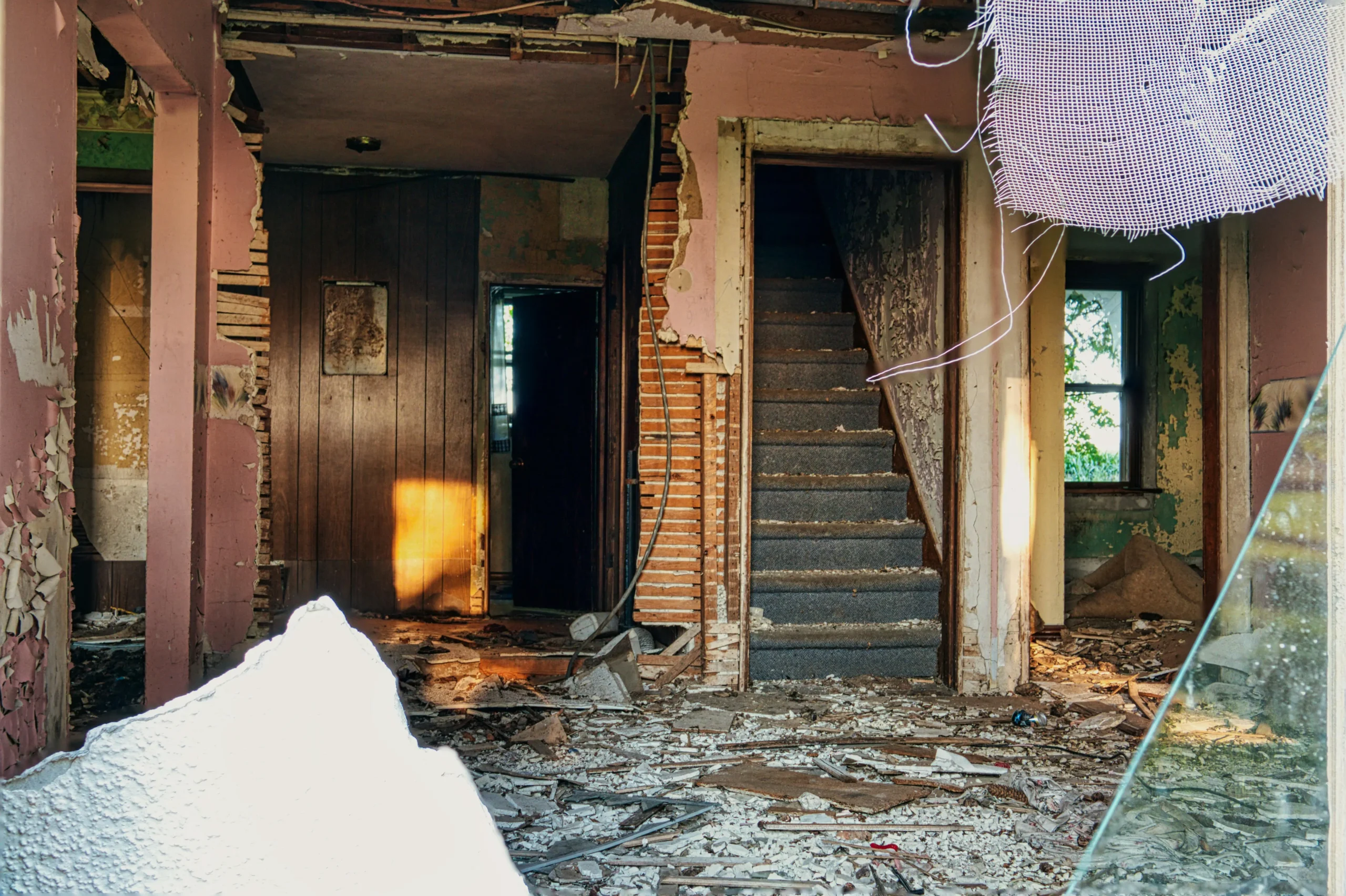 A damaged home